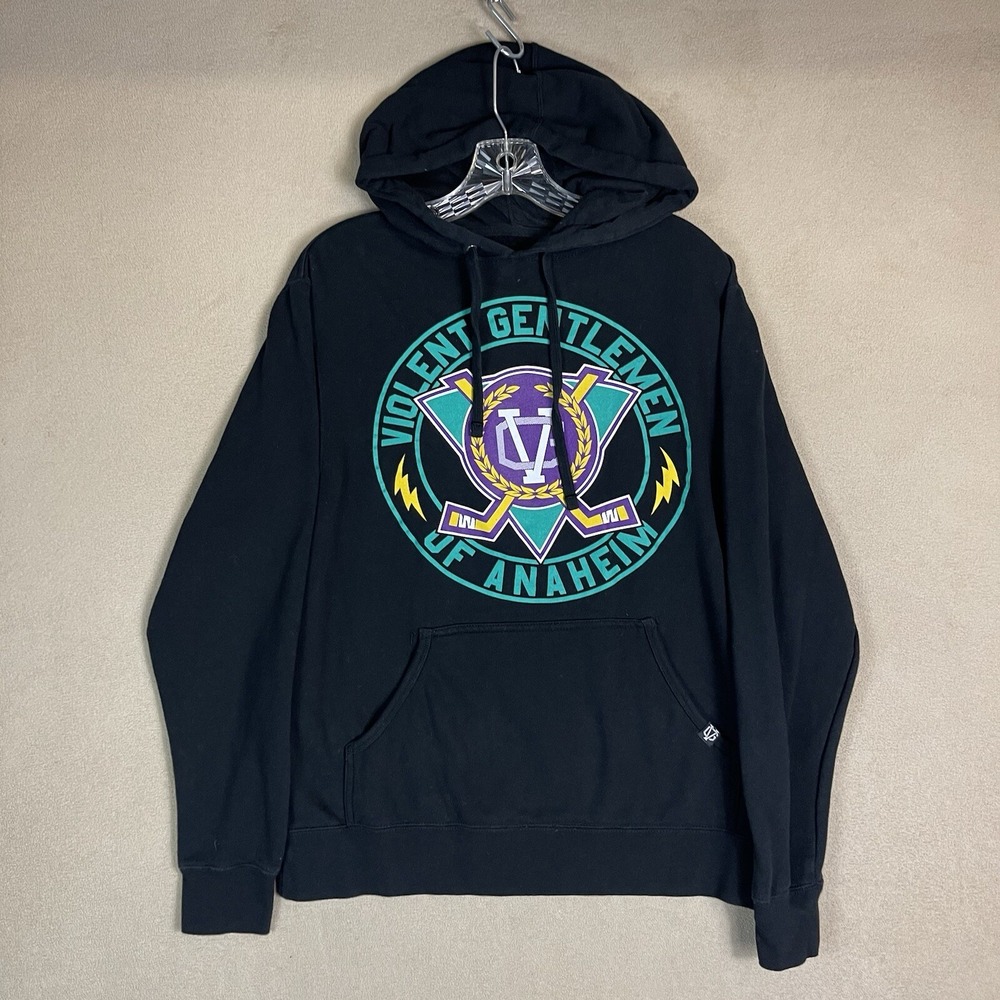 Violent Gentlemen Hoodie Mens Small Black Graphic Anaheim EUC Violent Gentlemen